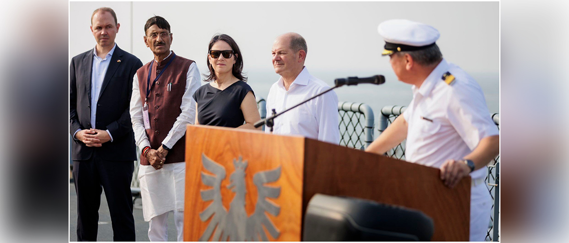  Chancellor Olaf Scholz and FM Annalena Baerbock visit to Goa to meet the ships of German Navy after the Joint Naval Exercise of India and Germany on 26.10.24 